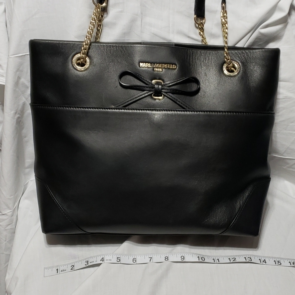 Karl lagerfeld black large shoulder vegan tote bag
